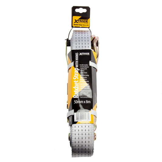 XTrade Ratchet Straps with Hooks 50mm x 8m