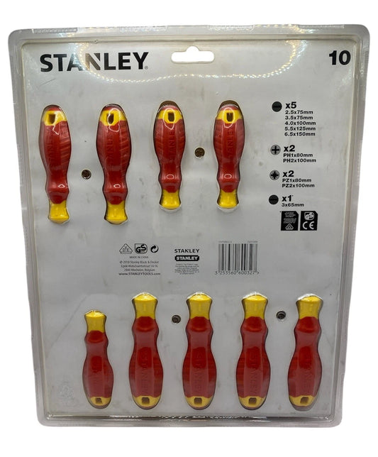 STANLEY Insulated Screwdriver Set, 10 Piece VDE