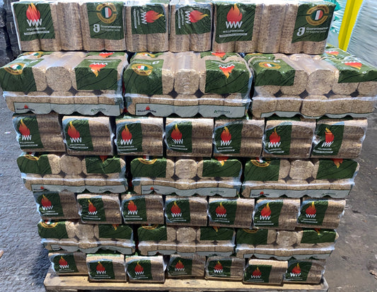 Willow Warm carbon neutral briquettes - 116 bales per pallet - Fuel091